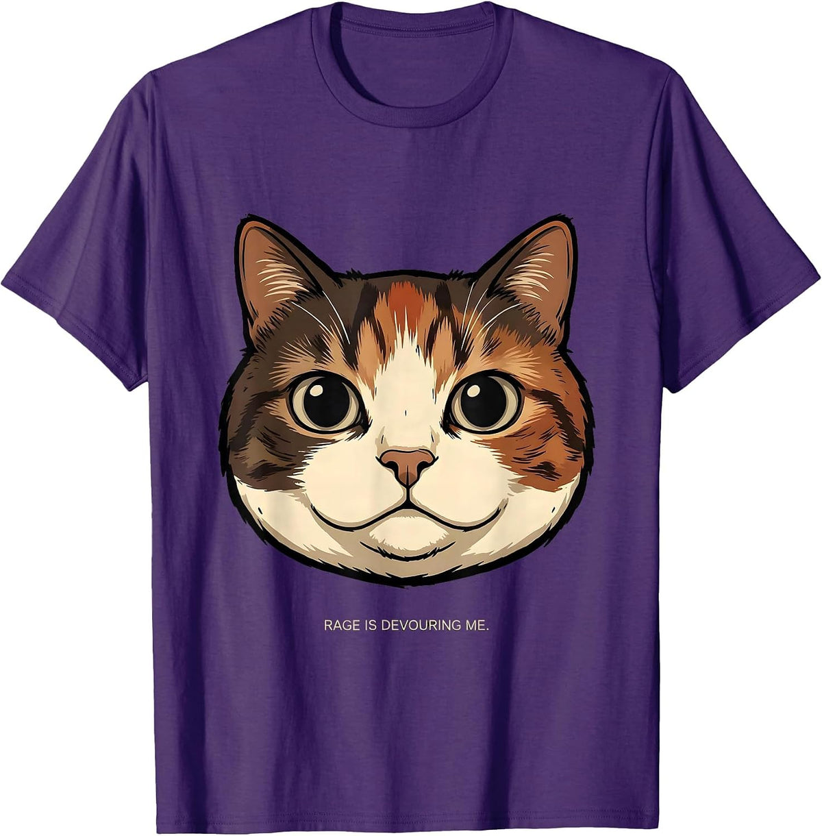 Rage Is Devouring Me Cartoon Cat Meme Humor Cat Lover T-Shirt - Purple