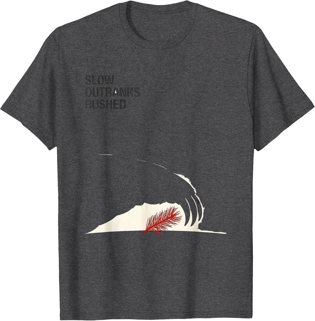 Slow Outranks Rushed Funny Sloth Lover Christmas Ugly T-Shirt - Dark Heather Grey