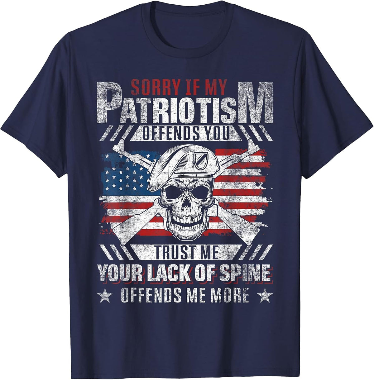 Sorry If My Patriotism Offends You - US Flag Patriotic T-Shirt - Navy Blue