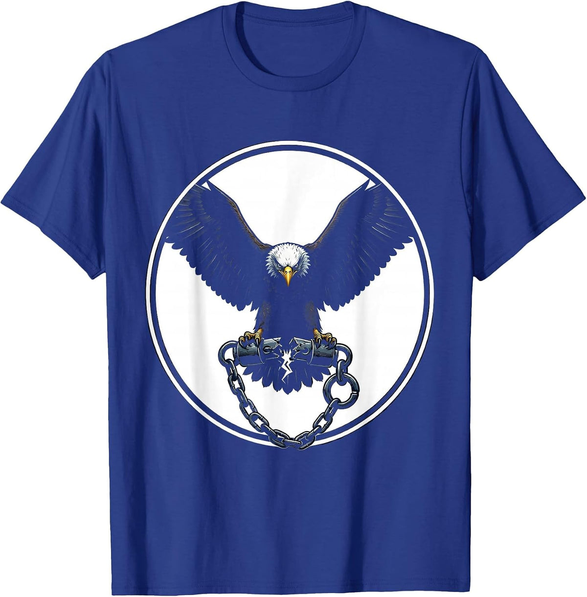 Men's Bald Eagle Broken Shackle Freedom Graphic T-Shirt - Royal Blue
