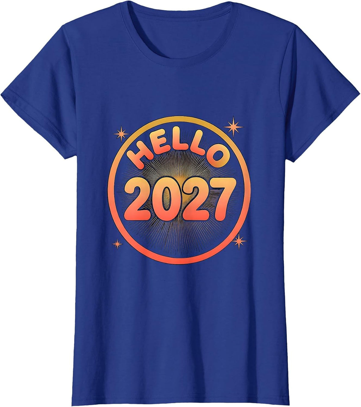 Women's Hello 2027 Gradient New Year Party Family Celebration T-Shirt - Royal Blue