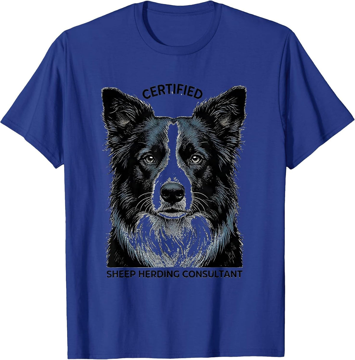 Men's Certified Sheep Herding Consultant Funny Dog Owner Meme T-Shirt - Royal Blue