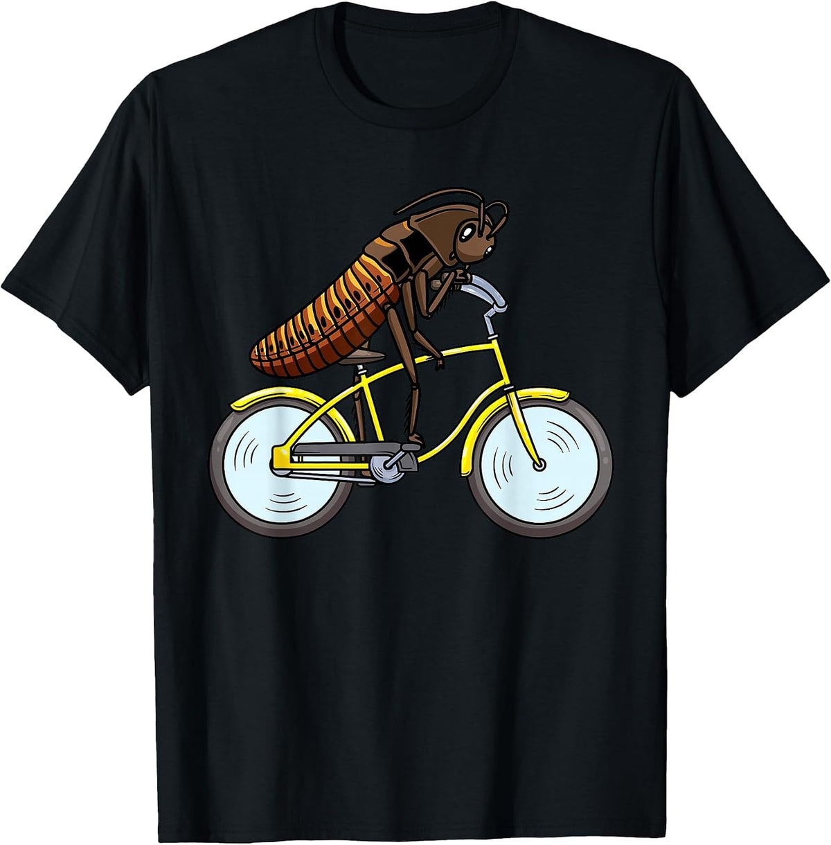 Madagascar Cockroach on a Bicycle Cyclist T-Shirt - Black