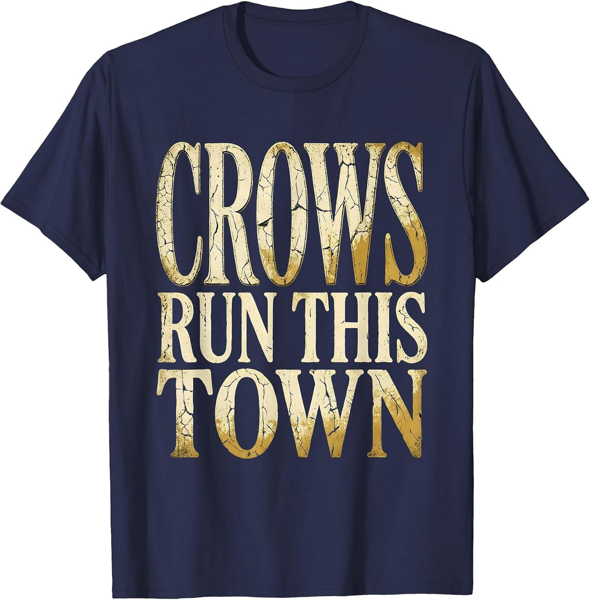 Men's Crows Run This Town Bold Crow Graphic Design T-Shirt - Navy Blue