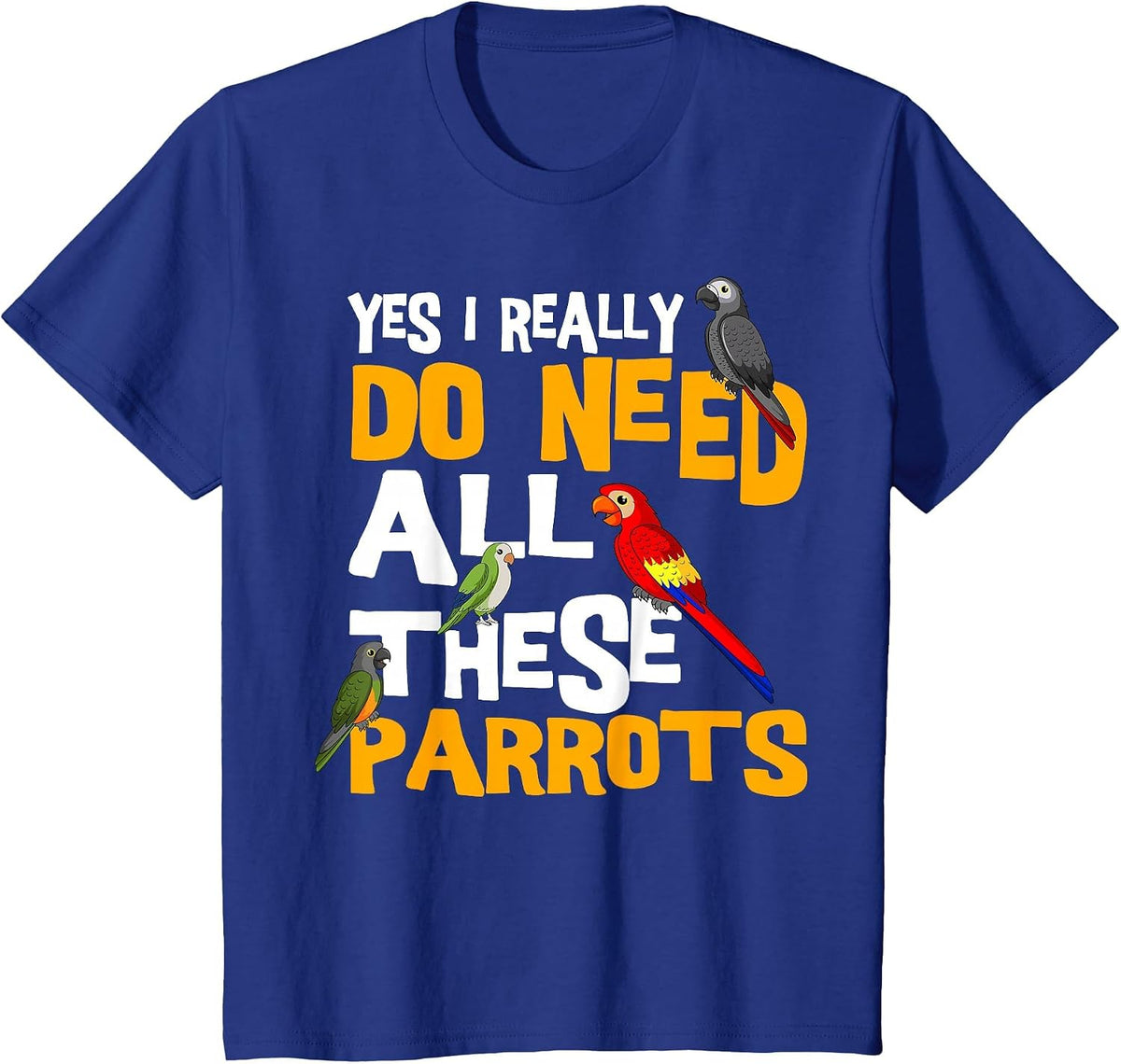 Parrot Parakeet Cockatoo Bird African Grey Tiel Quarrion T-Shirt - Royal Blue