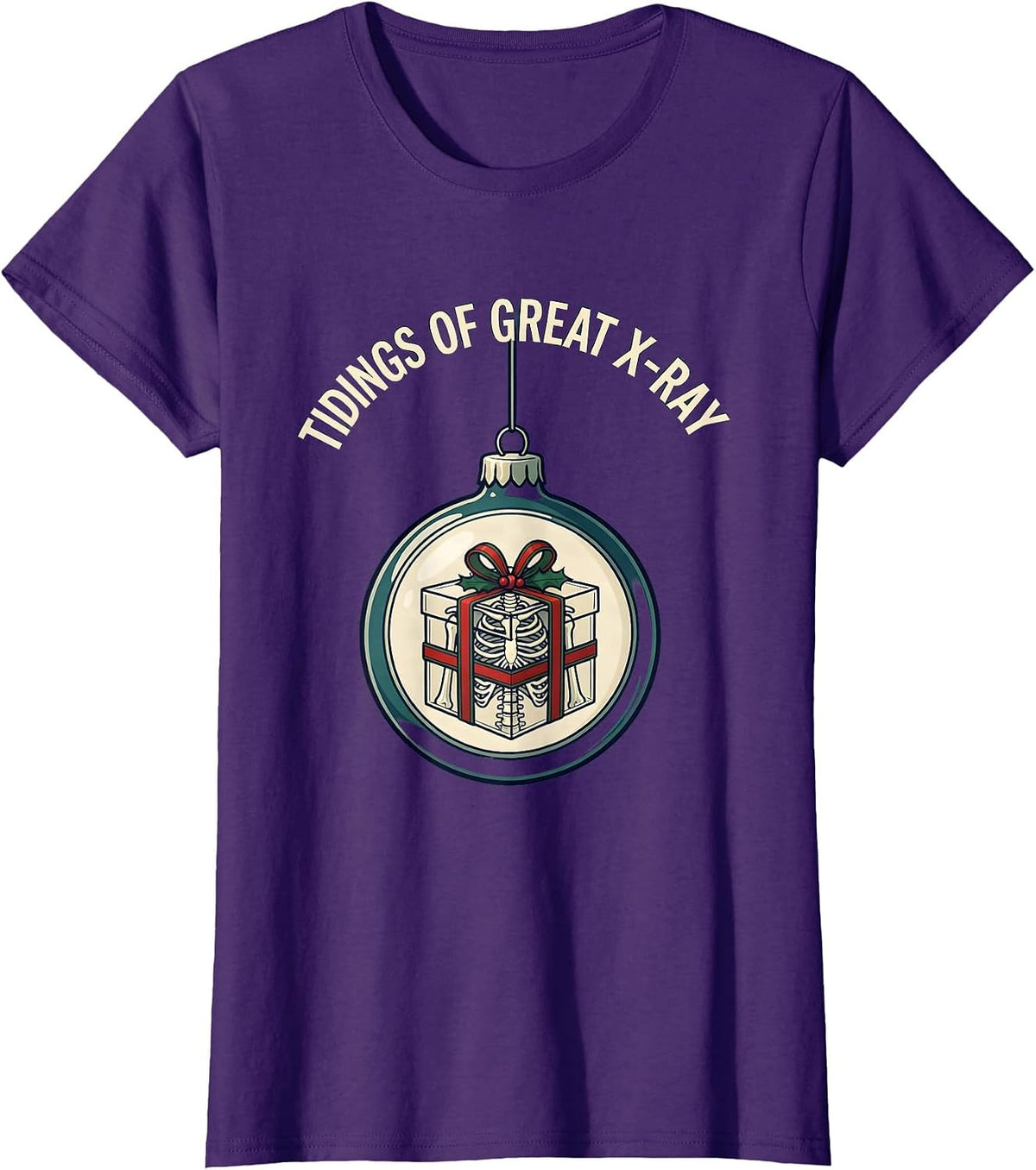 Women's Tidings Of Great X-Ray Funny Radiology Tech Christmas T-Shirt - Purple