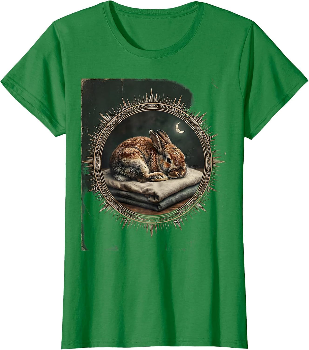 Women's Sleeping Holland Lop Vintage Pet Lover Cozy T-Shirt - Kelly Green