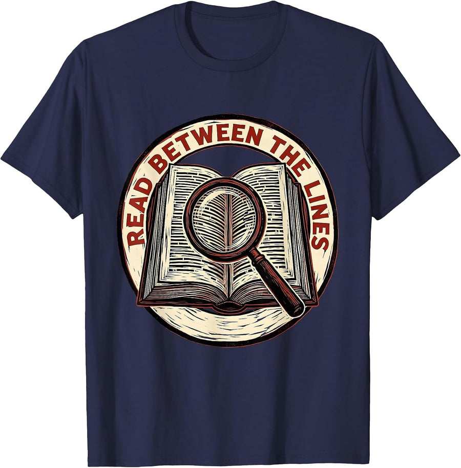 Read Between The Lines Dyslexia Awareness Design T-Shirt - Navy Blue
