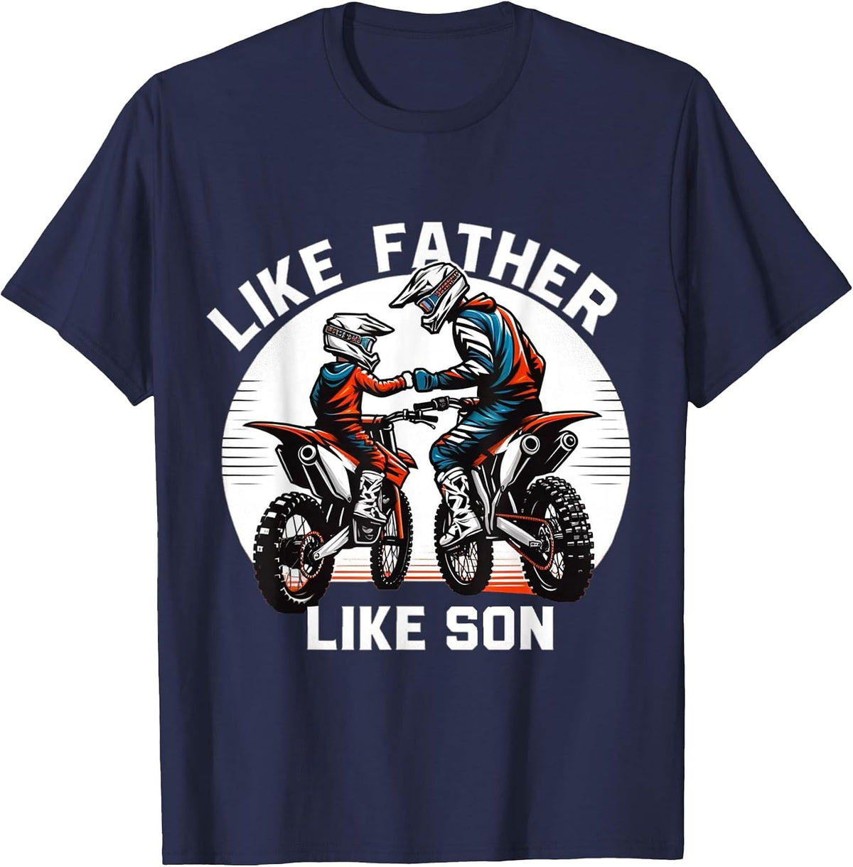 Dirt Bike Family Father Son Motocross Off-Road MX Dad Boys T-Shirt - Navy Blue