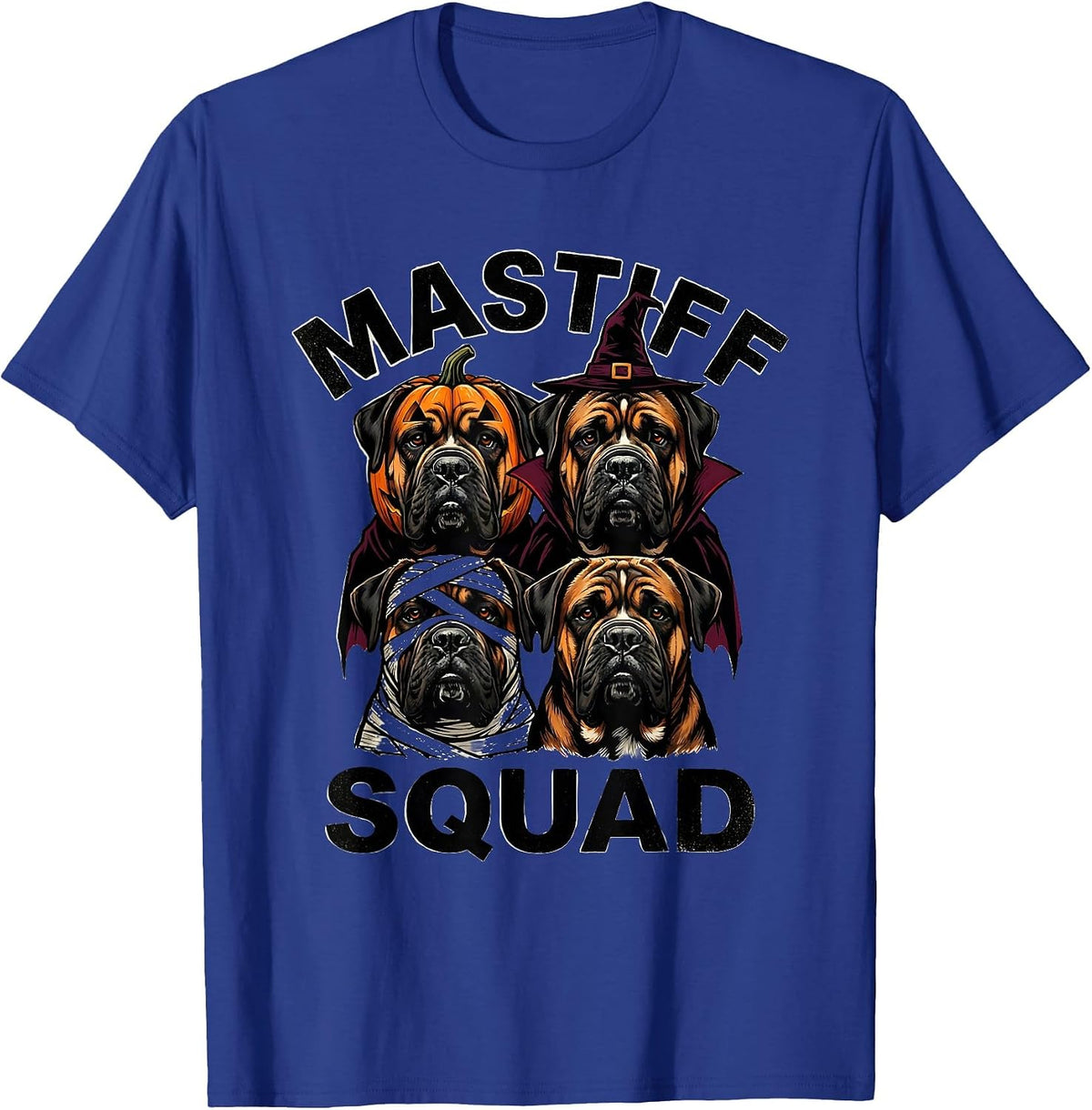 Mastiff Squad Stencil Halloween Dog Breed Squad Costume T-Shirt - Royal Blue