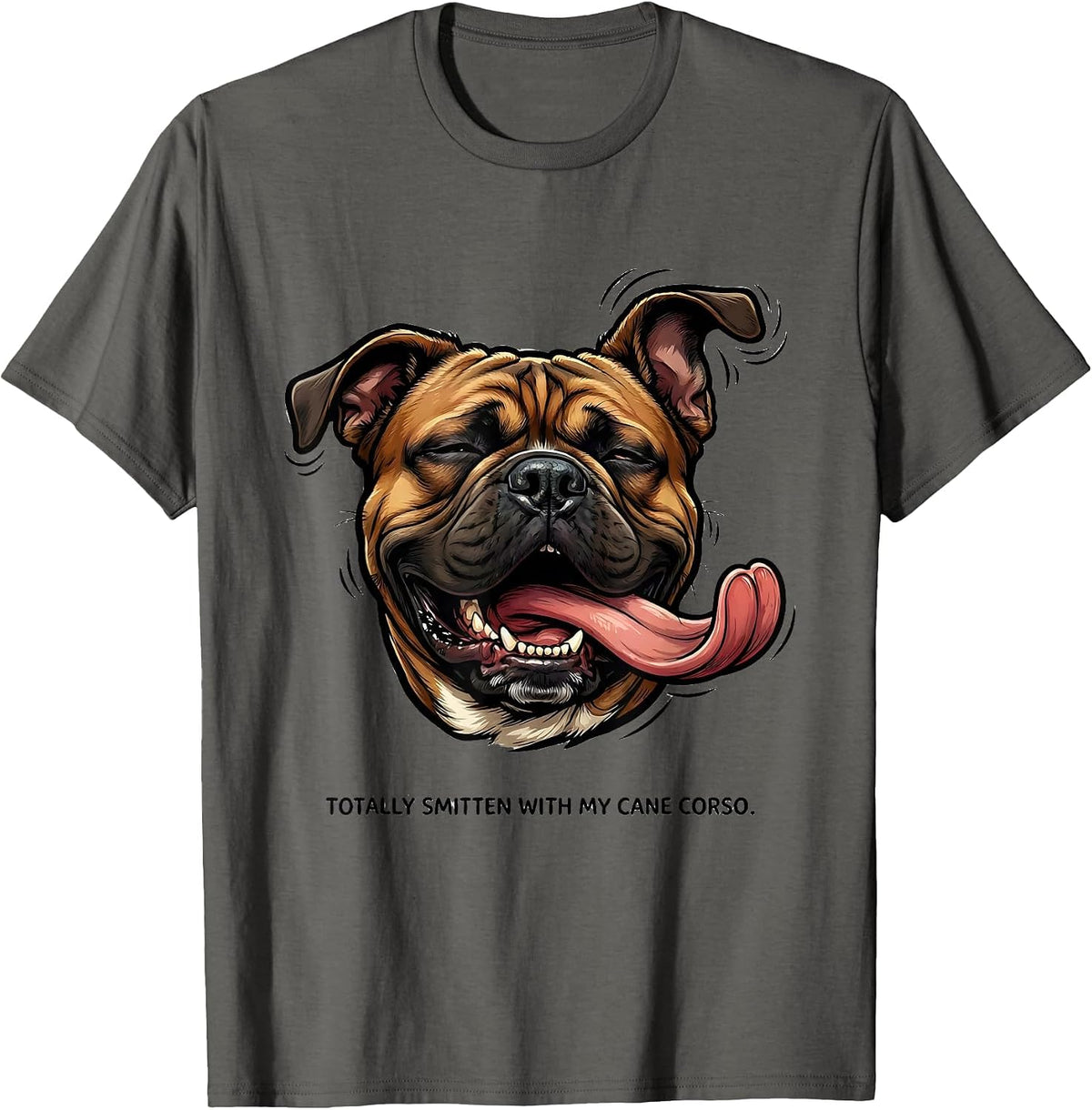Men's Totally Smitten With My Cane Corso Funny Dog Owner Humor T-Shirt - Asphalt Grey