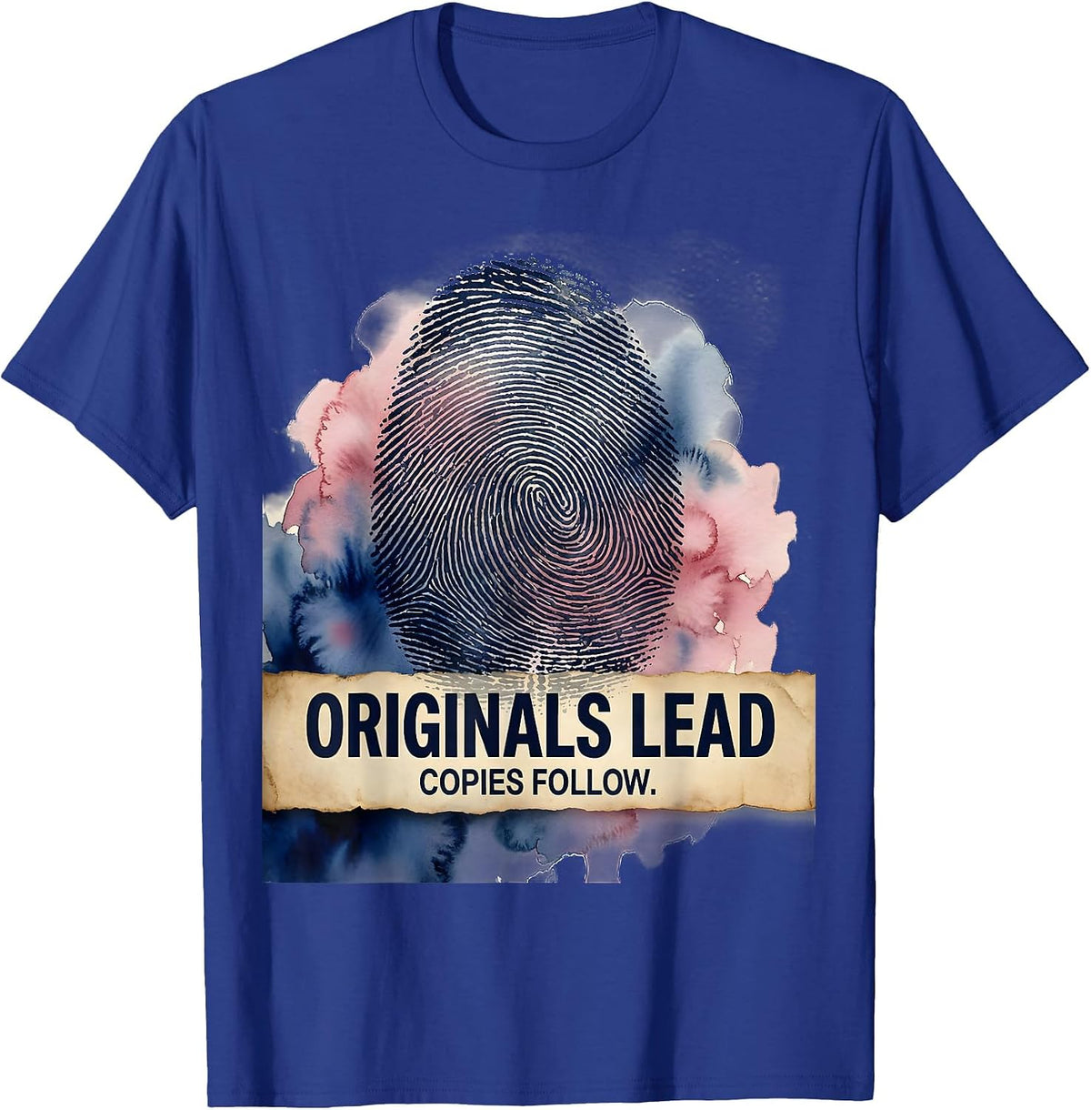 Men's Originals Lead Copies Follow Bold Statement Design T-Shirt - Royal Blue