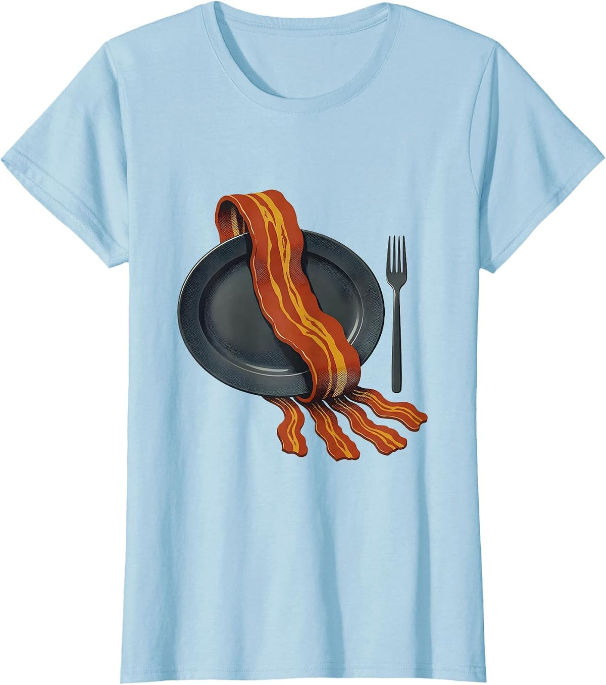 Oversized Bacon Ribbon Midcentury Modern Foodie Humor T-Shirt - Baby Blue