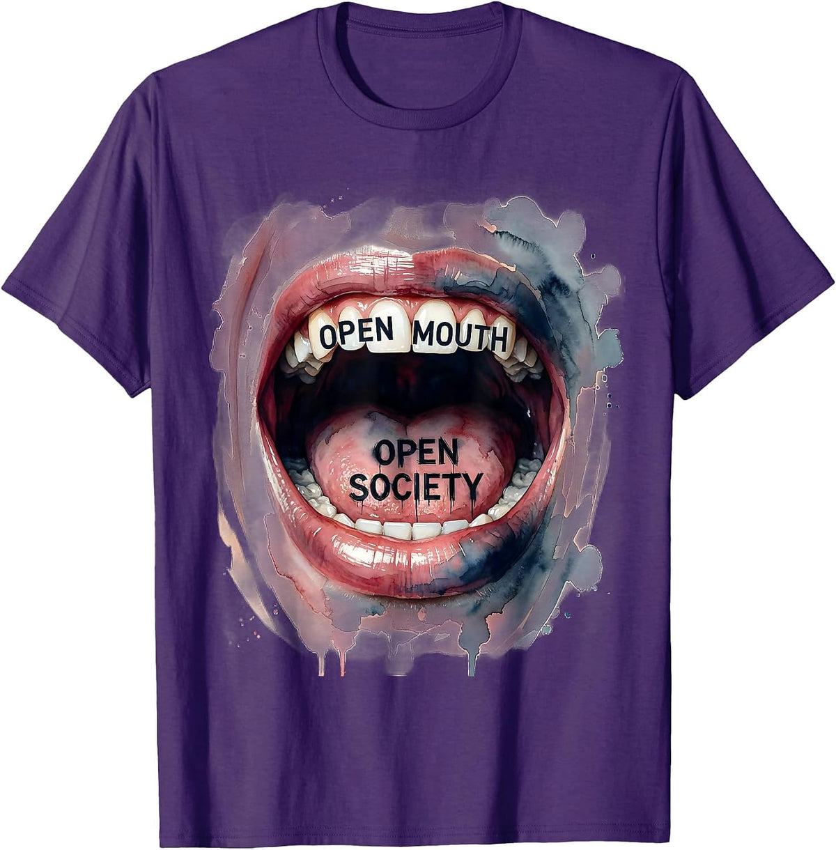 Men's Open Mouth Open Society Free Speech Design T-Shirt - Purple