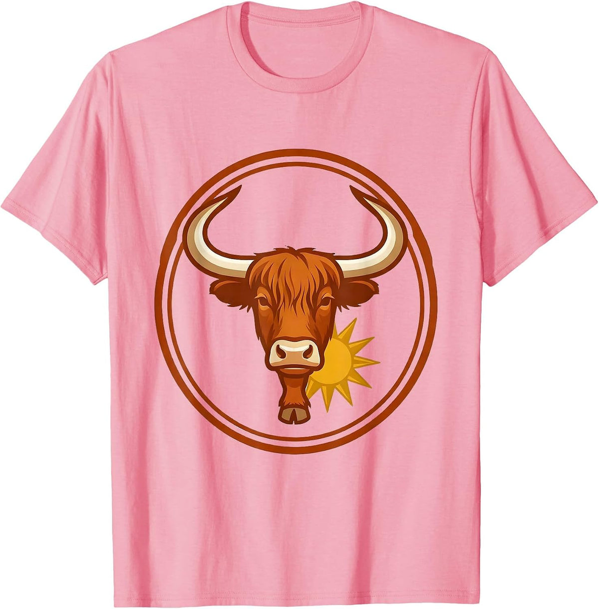 Men's Highland Cow Seal Editorial Conceptual Novelty Humor T-Shirt - Pink