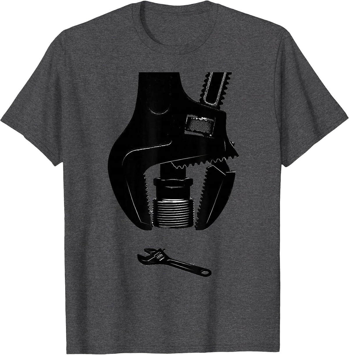 Men's Pipe Wrench Dominates Adjustable Wrench Funny Plumber Gift T-Shirt - Dark Heather Grey