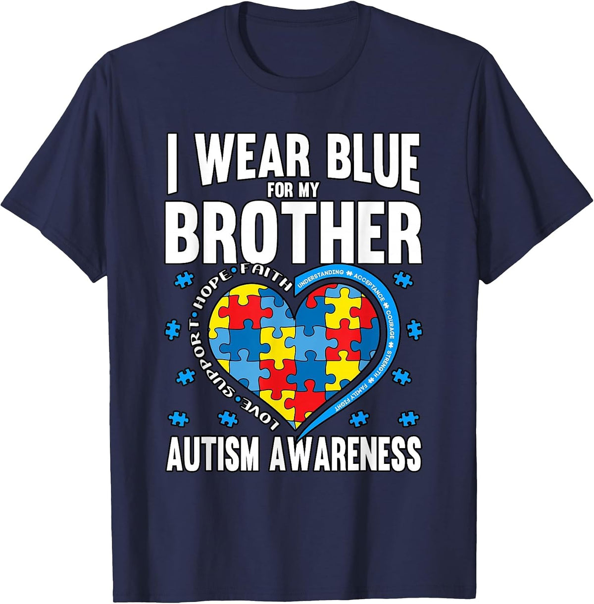 Autism Awareness Brother T-Shirt - Navy Blue