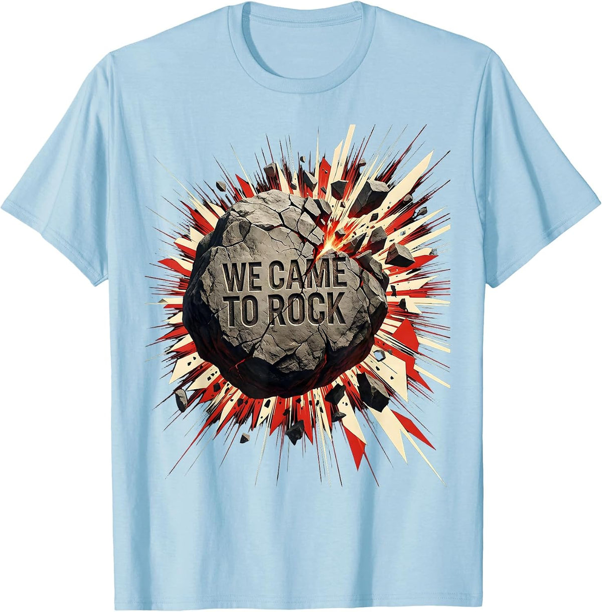Men's We Came To Rock Bold Music Graphic Design T-Shirt - Baby Blue