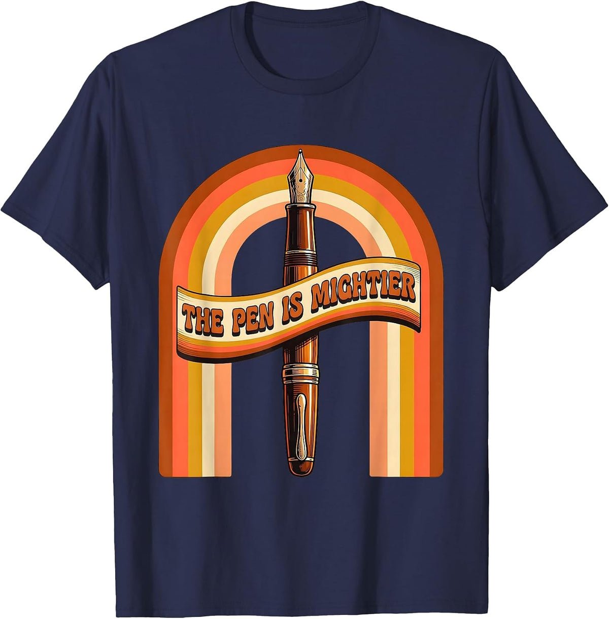 The Pen Is Mightier English Teacher Design T-Shirt - Navy Blue