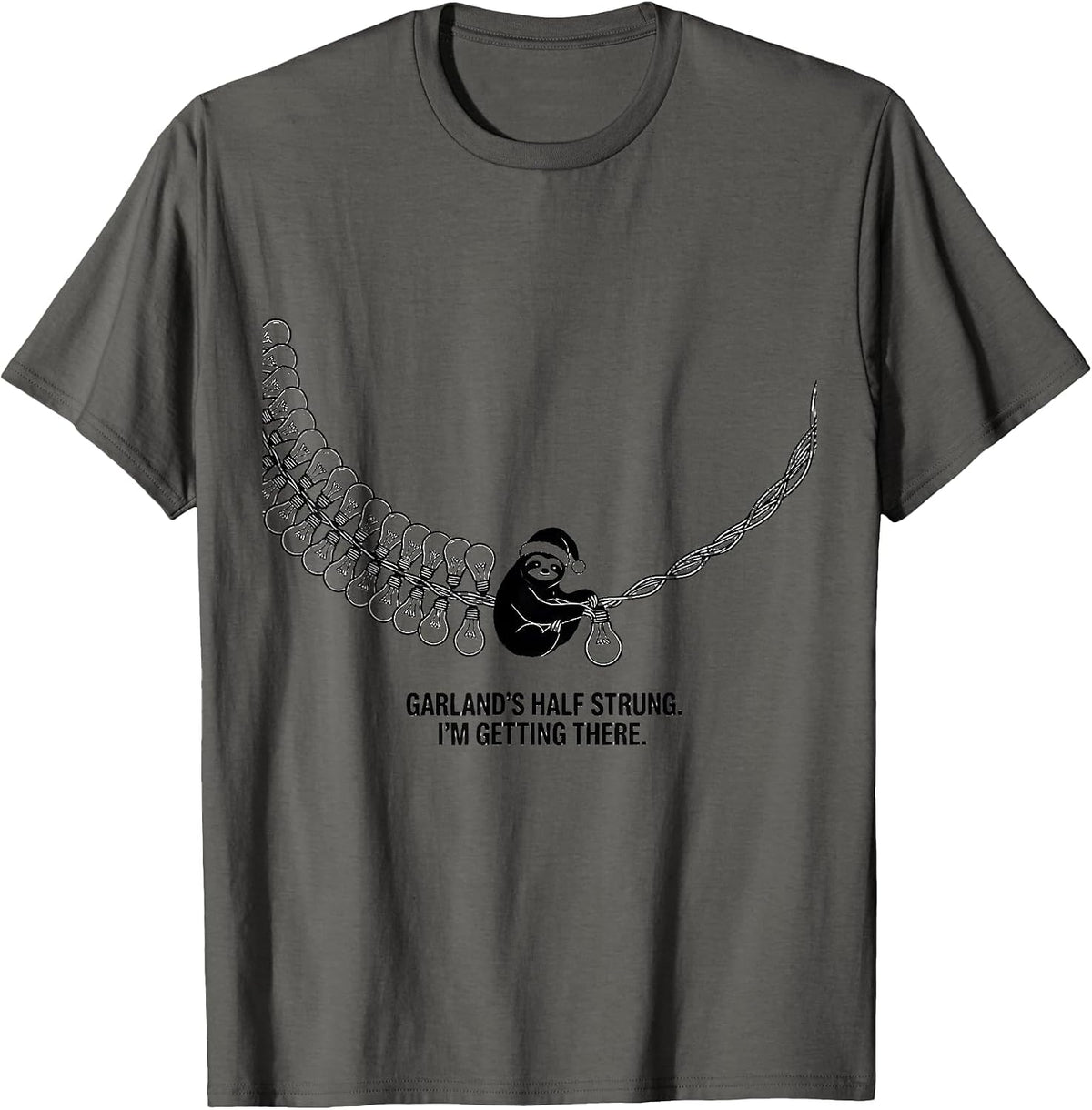 Men's Garland's Half Strung I'm Getting There Funny Sloth T-Shirt - Asphalt Grey