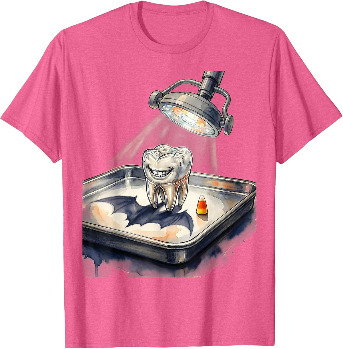Smiling Molar Halloween Dentist Dental Humor Costume T-Shirt - Pink Heather