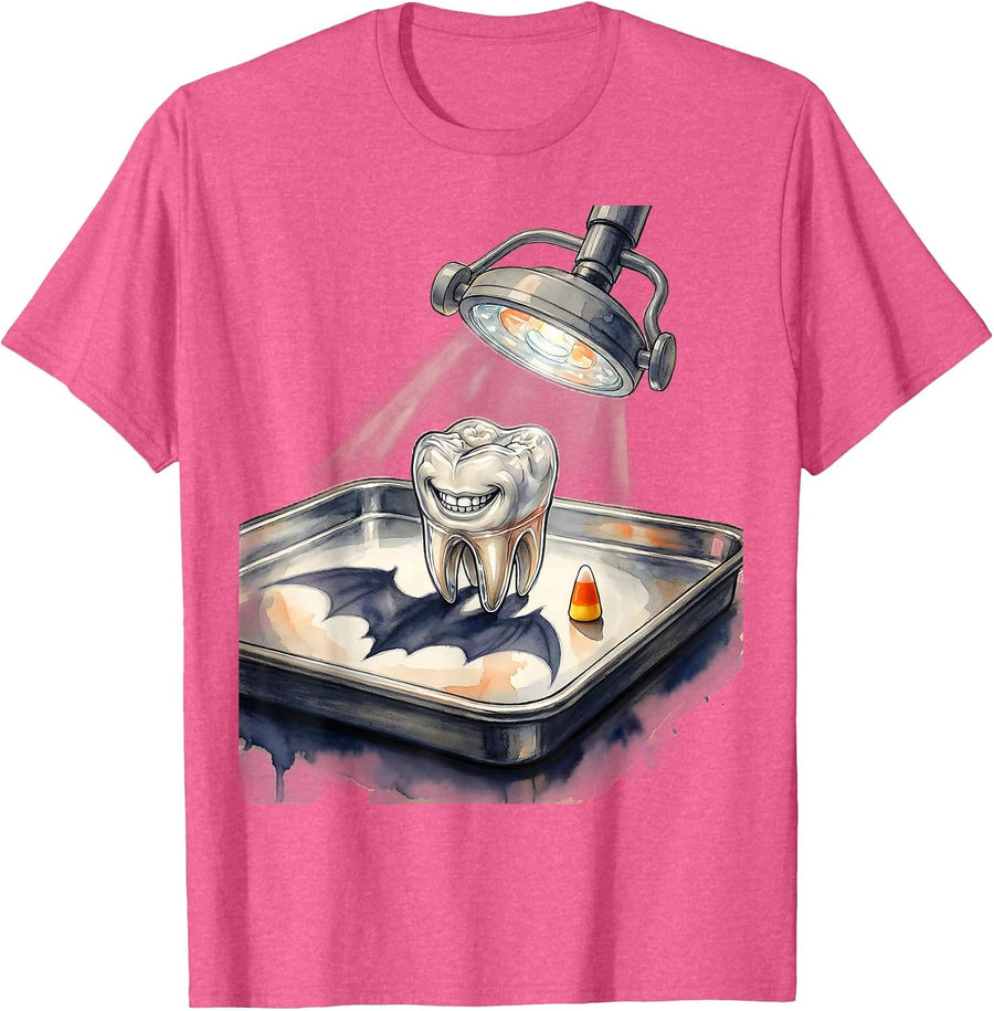 Smiling Molar Halloween Dentist Dental Humor Costume T-Shirt - Pink Heather