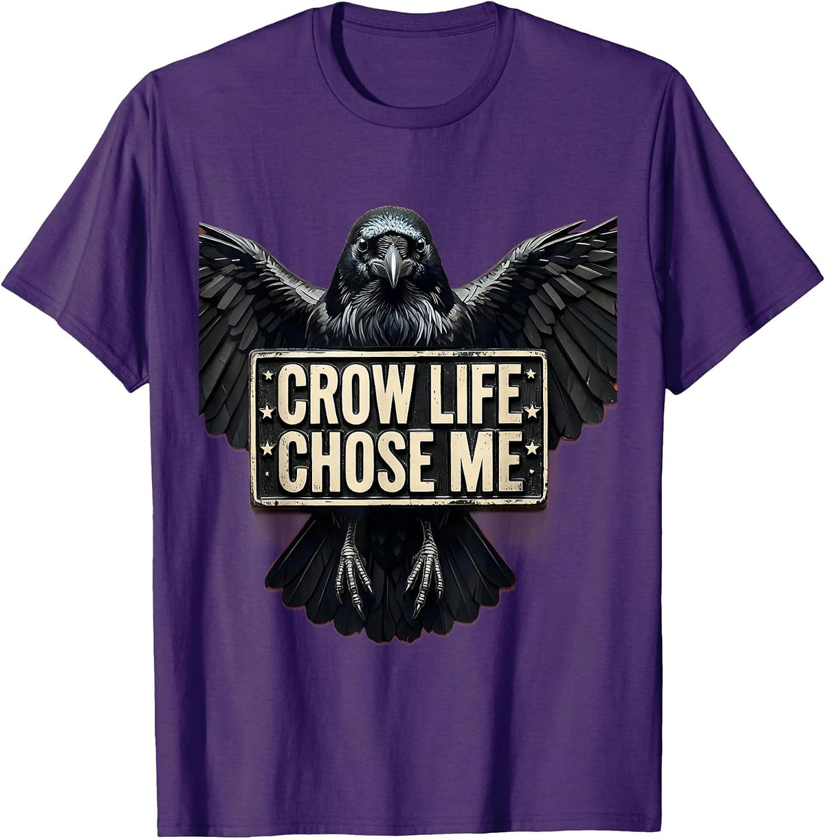 Men's Crow Life Chose Me Mystic Crow Design T-Shirt - Purple
