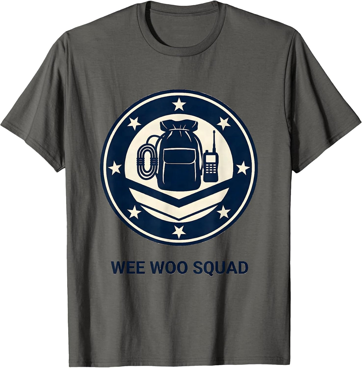 Men's Wee Woo Squad EMS Paramedic EMT Crew Gag Humor T-Shirt - Asphalt Grey