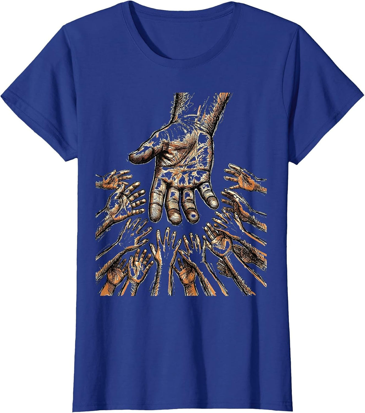 Women's Paraprofessional Guiding Hands Graphic Design T-Shirt - Royal Blue