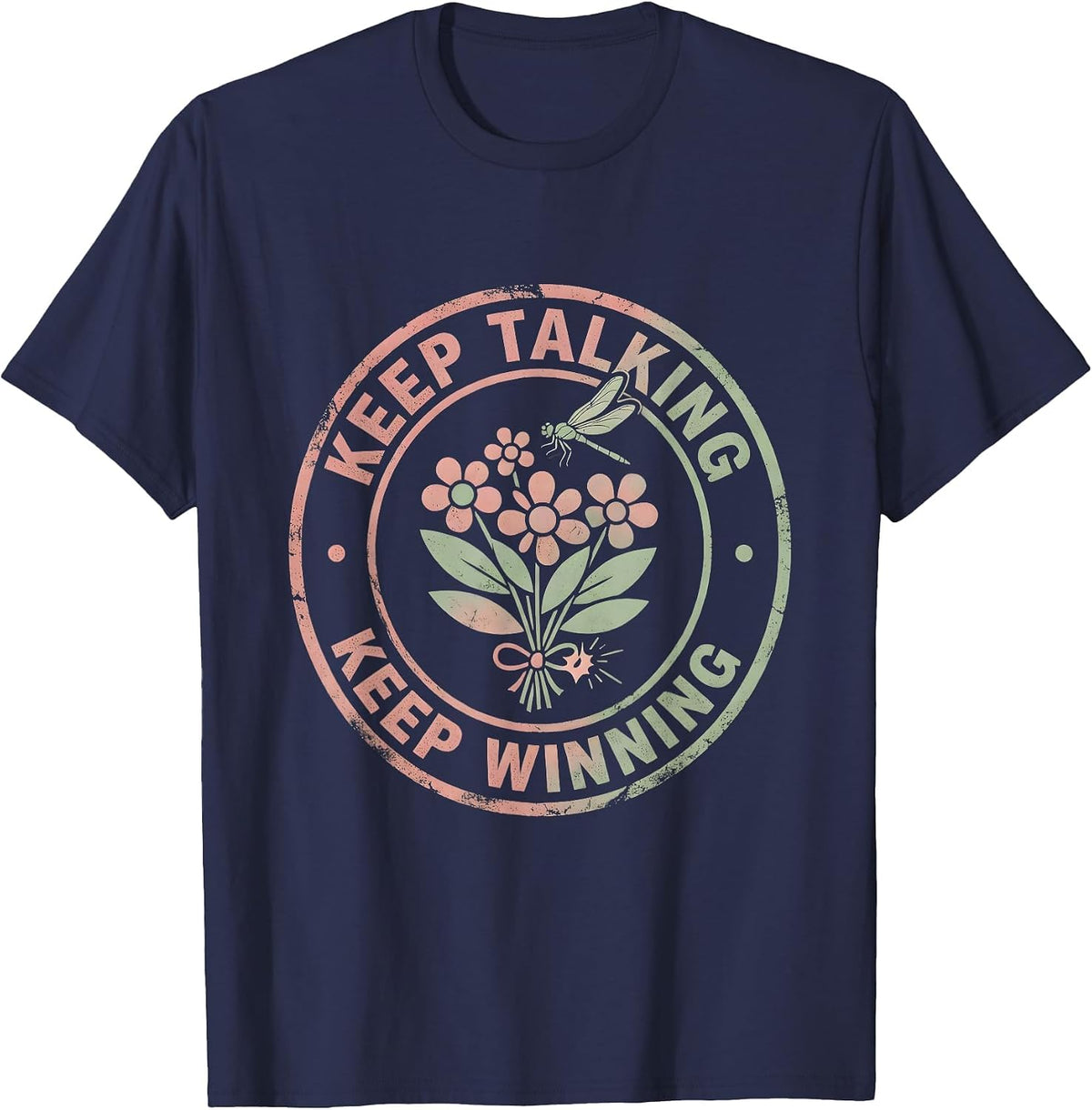 Men's Keep Talking Keep Winning Free Speech Design T-Shirt - Navy Blue