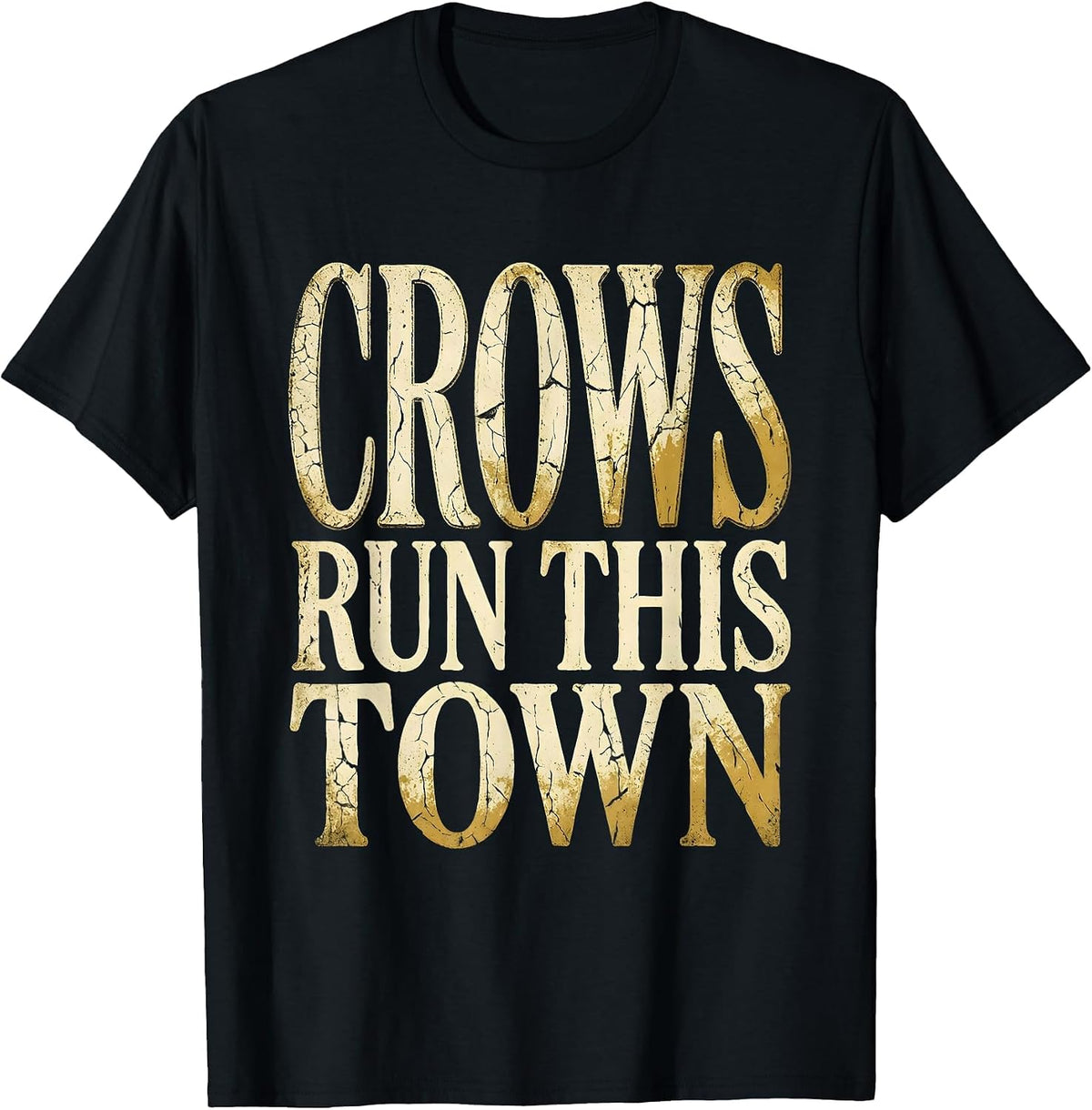 Men's Crows Run This Town Bold Crow Graphic Design T-Shirt - Black