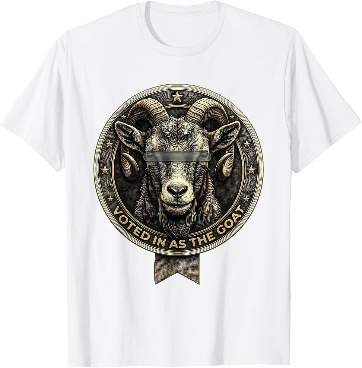 Men's Voted In As The Goat Cool Goat With Sunglasses Funny Animal T-Shirt - White