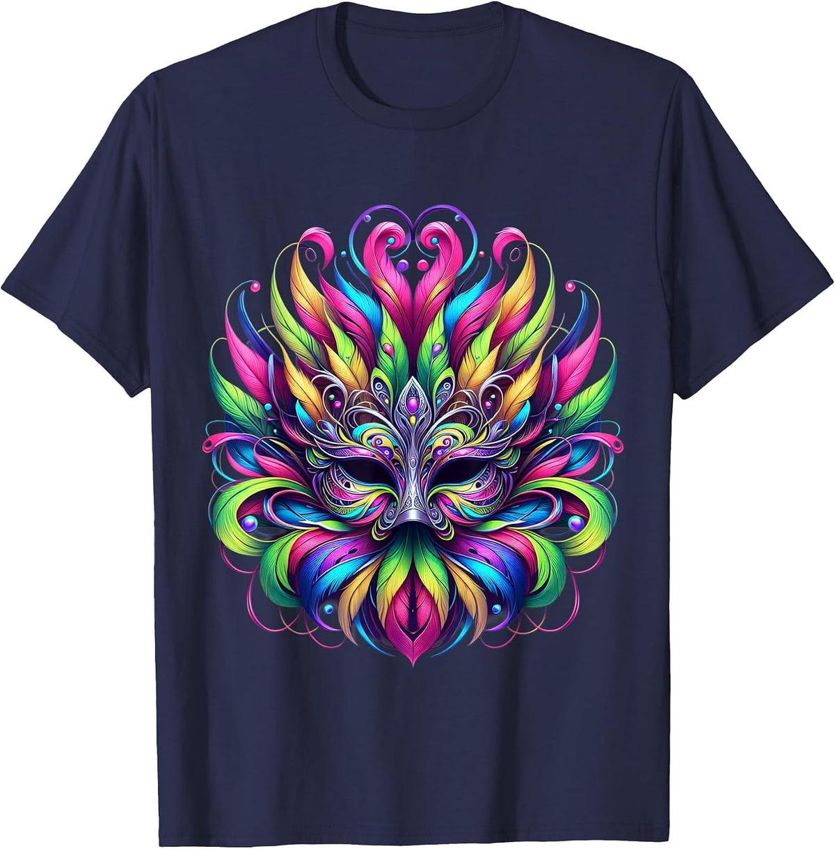 Mardi Gras Mask Carnival Rio T-Shirt - Navy Blue