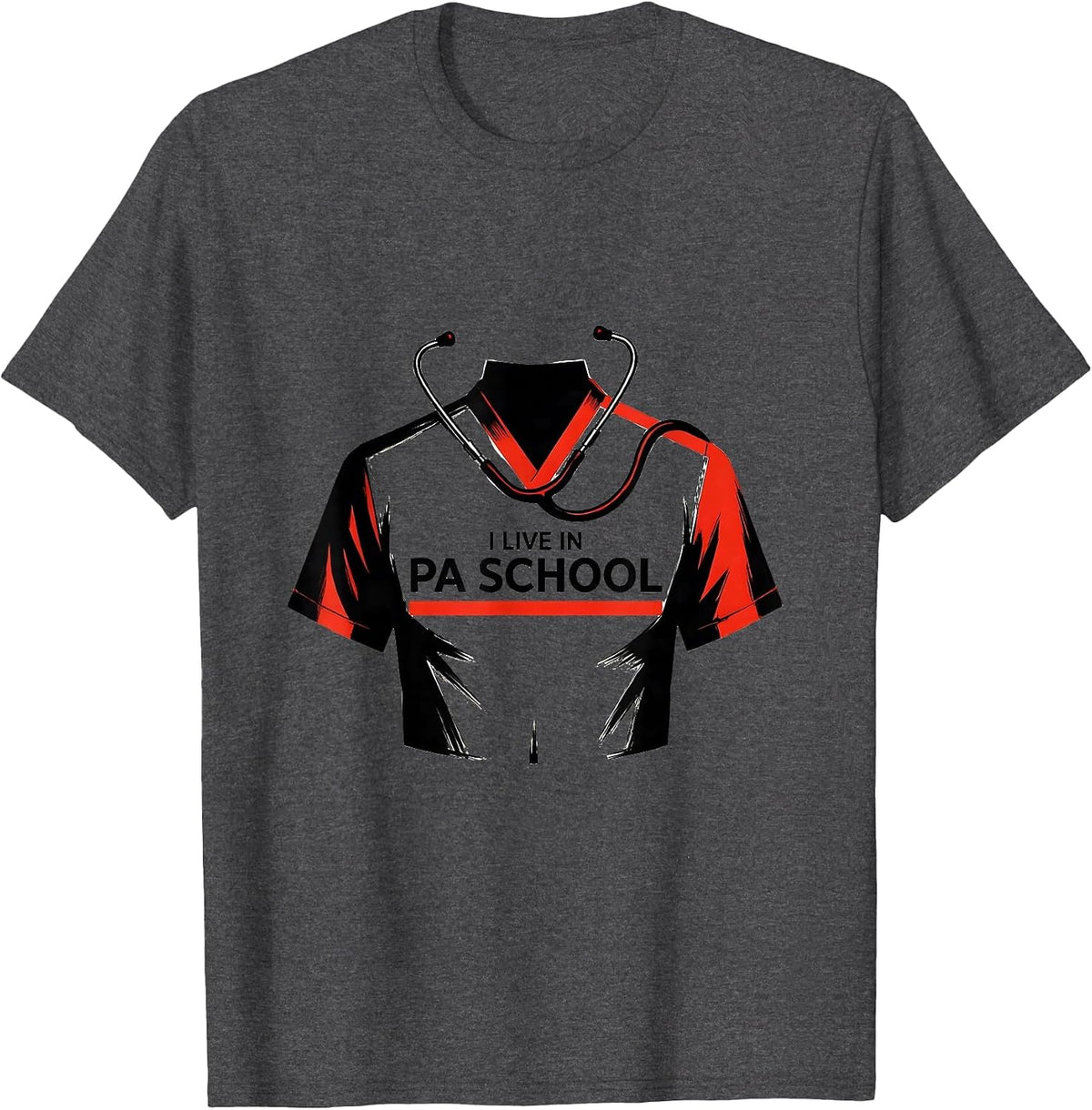 Men's I Live In PA School Funny Physician Assistant Student Humor T-Shirt - Dark Heather Grey