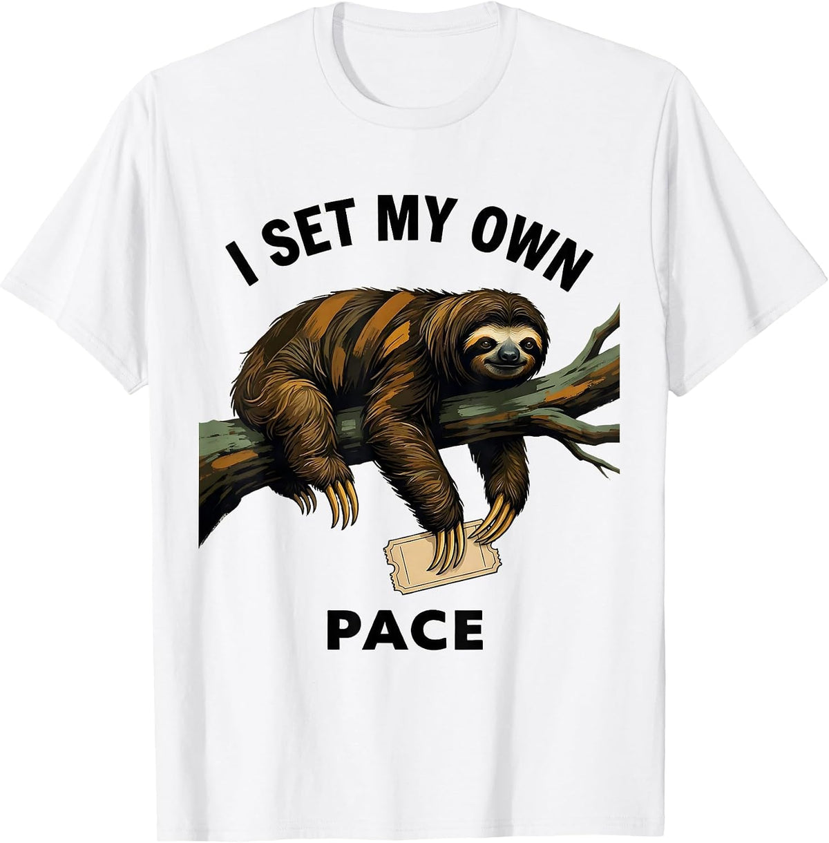 Men's I Set My Own Pace Funny Sloth Lazy Humor Animal Lover Gift T-Shirt - White