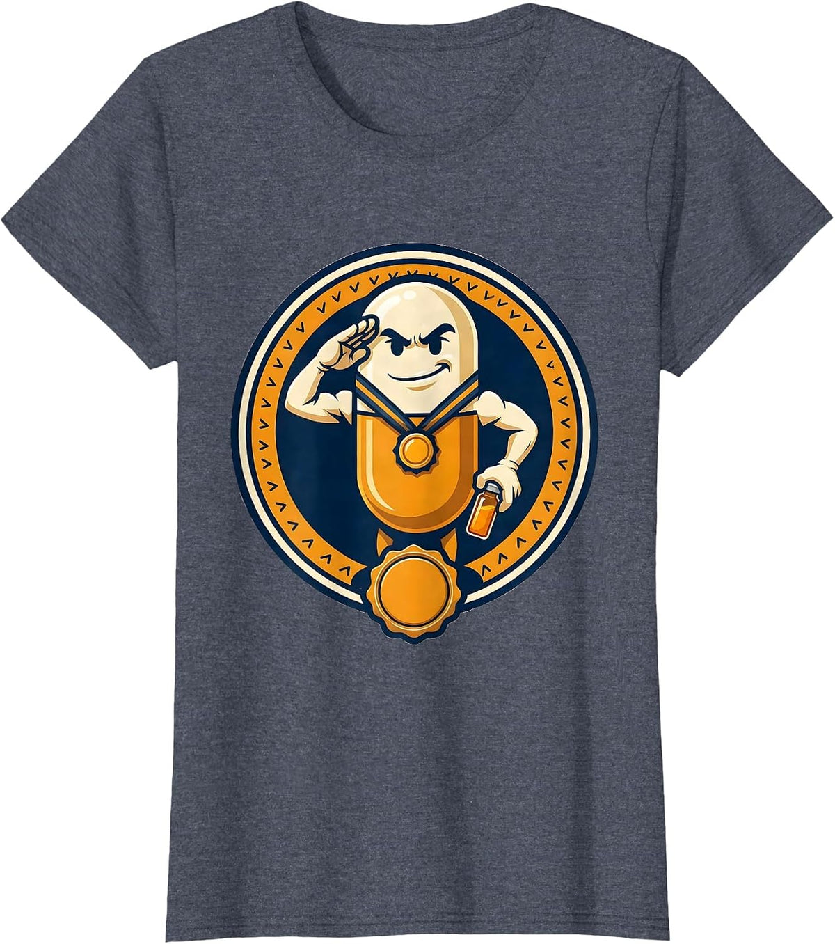 Capsule Mascot Pharmacy Tech Humor Pharmacist Gift T-Shirt, Women, Heather Blue, Small - As Pictured
