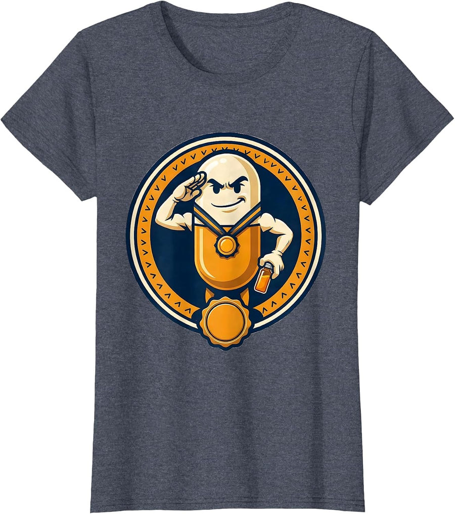 Capsule Mascot Pharmacy Tech Humor Pharmacist Gift T-Shirt, Women, Heather Blue, Small - As Pictured