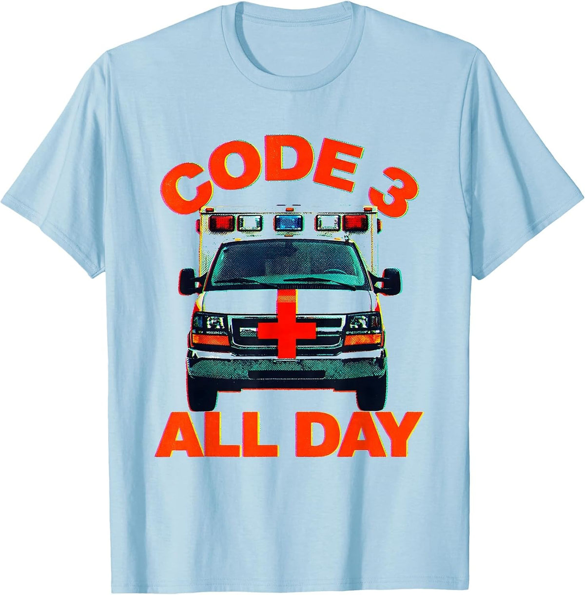 Men's Code 3 All Day EMT Graphic Design T-Shirt - Baby Blue