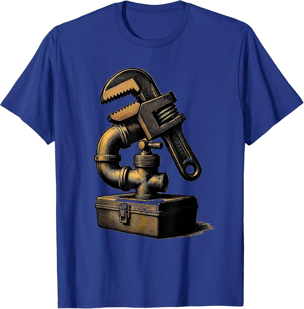 Men's Plumber Pipe Wrench Halloween Occupation Costume T-Shirt - Royal Blue