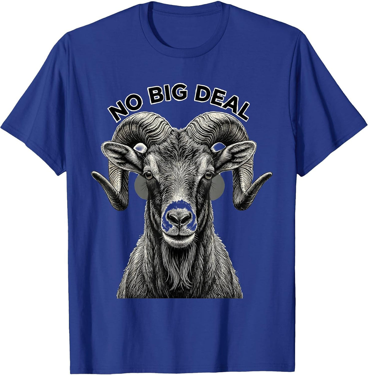 Men's No Big Deal Monochromatic Goat Sunglasses Novelty Graphic T-Shirt - Royal Blue