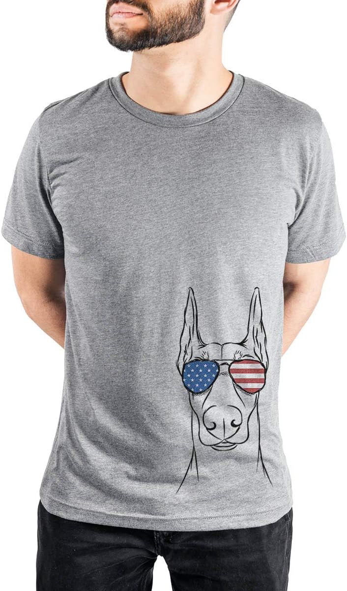 Patriotic Duke the Doberman Pinscher Triblend T-Shirt - Unisex Grey Crew Neck
