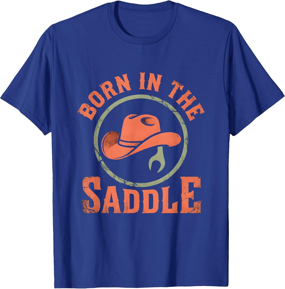 Born in the Saddle Western Cowgirl Design T-Shirt - Royal Blue