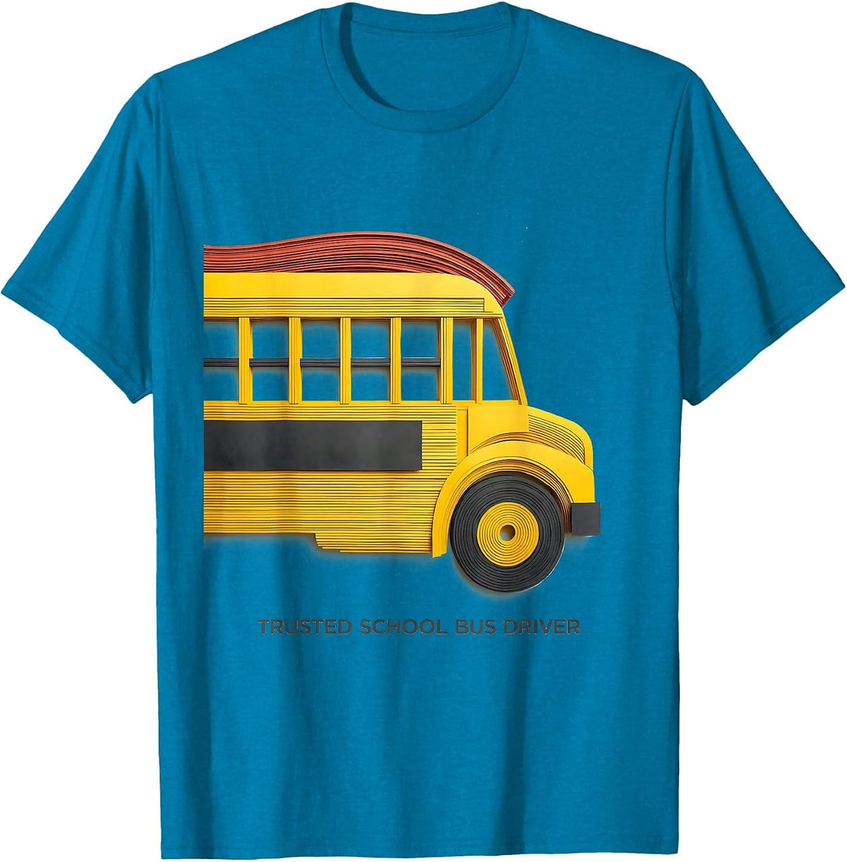 Trusted School Bus Driver Paper Cutout Bus Driver T-Shirt - Sapphire Blue