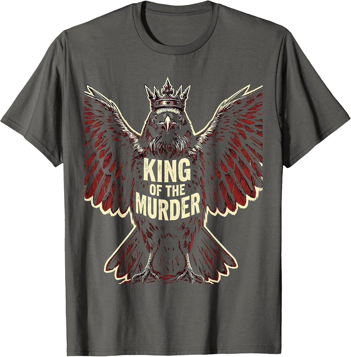 Men's King of the Murder Crow Graphic Design T-Shirt - Asphalt Grey