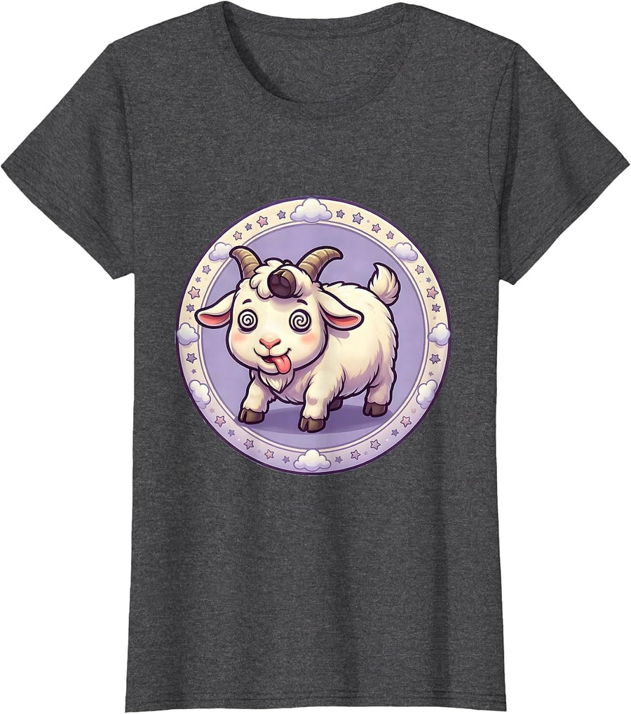 Women's Funny Fainting Goat Mid-Collapse Graphic T-Shirt - Dark Heather Grey