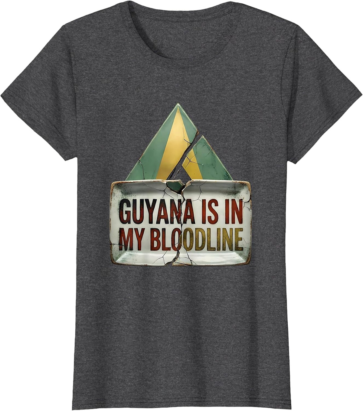 Women's Guyana Is In My Bloodline Distressed Heritage Pride T-Shirt - Dark Heather Grey