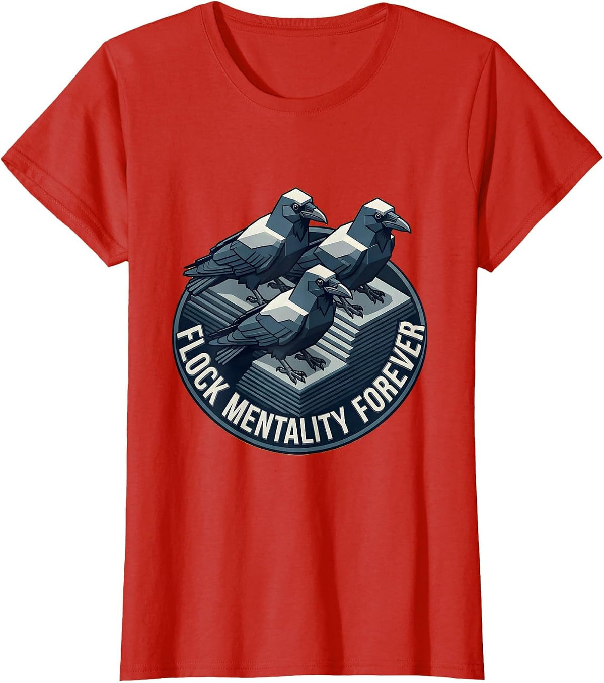 Flock Mentality Forever Crow Design T-Shirt - Red