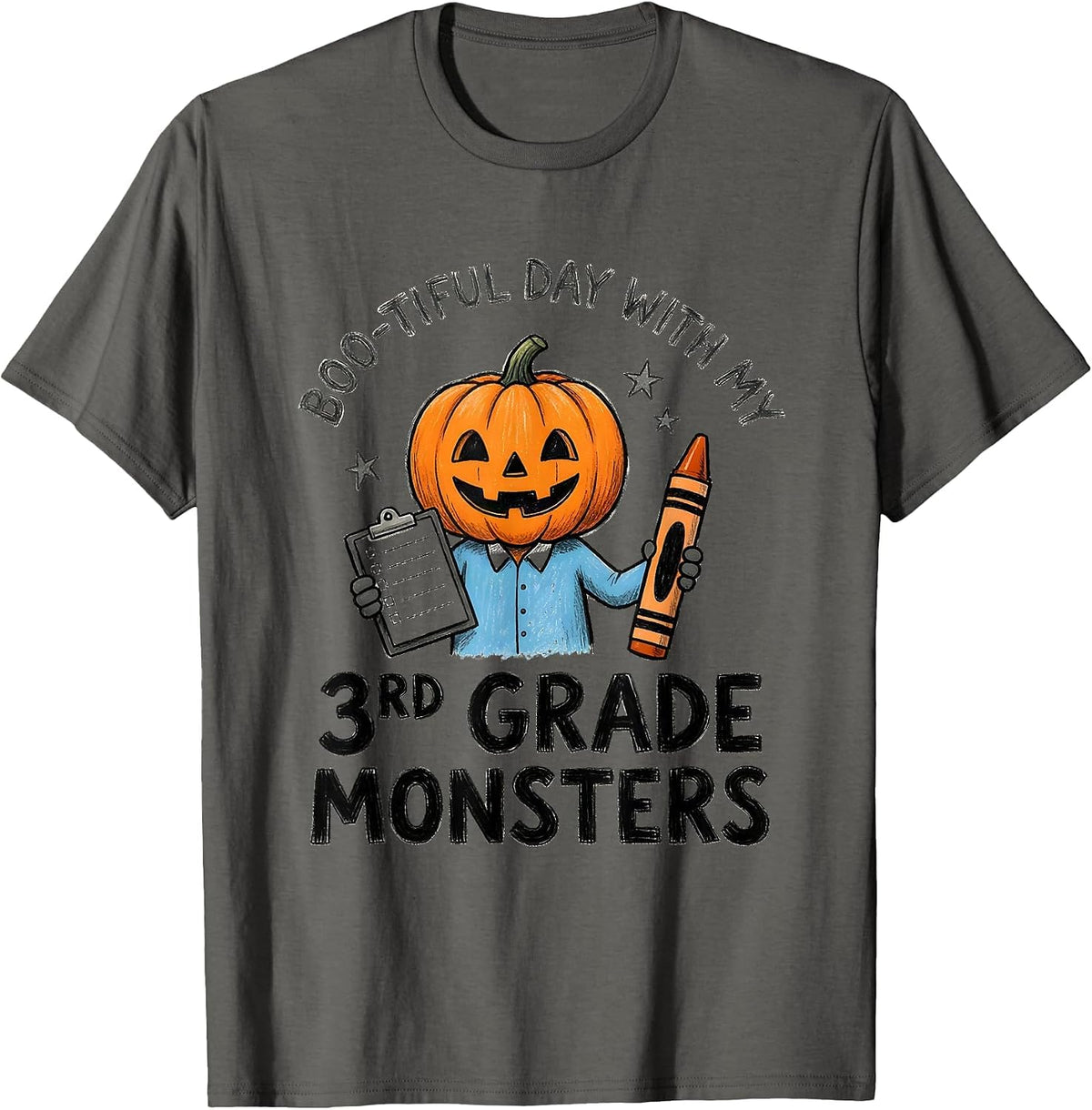 Boo-tiful Day With My 3rd Grade Monsters Teacher T-Shirt - Asphalt Grey