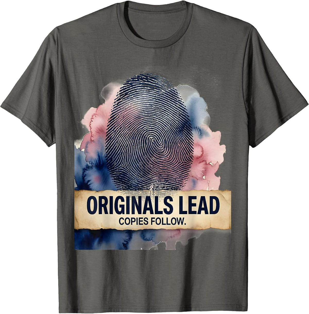 Men's Originals Lead Copies Follow Bold Statement Design T-Shirt - Asphalt Grey