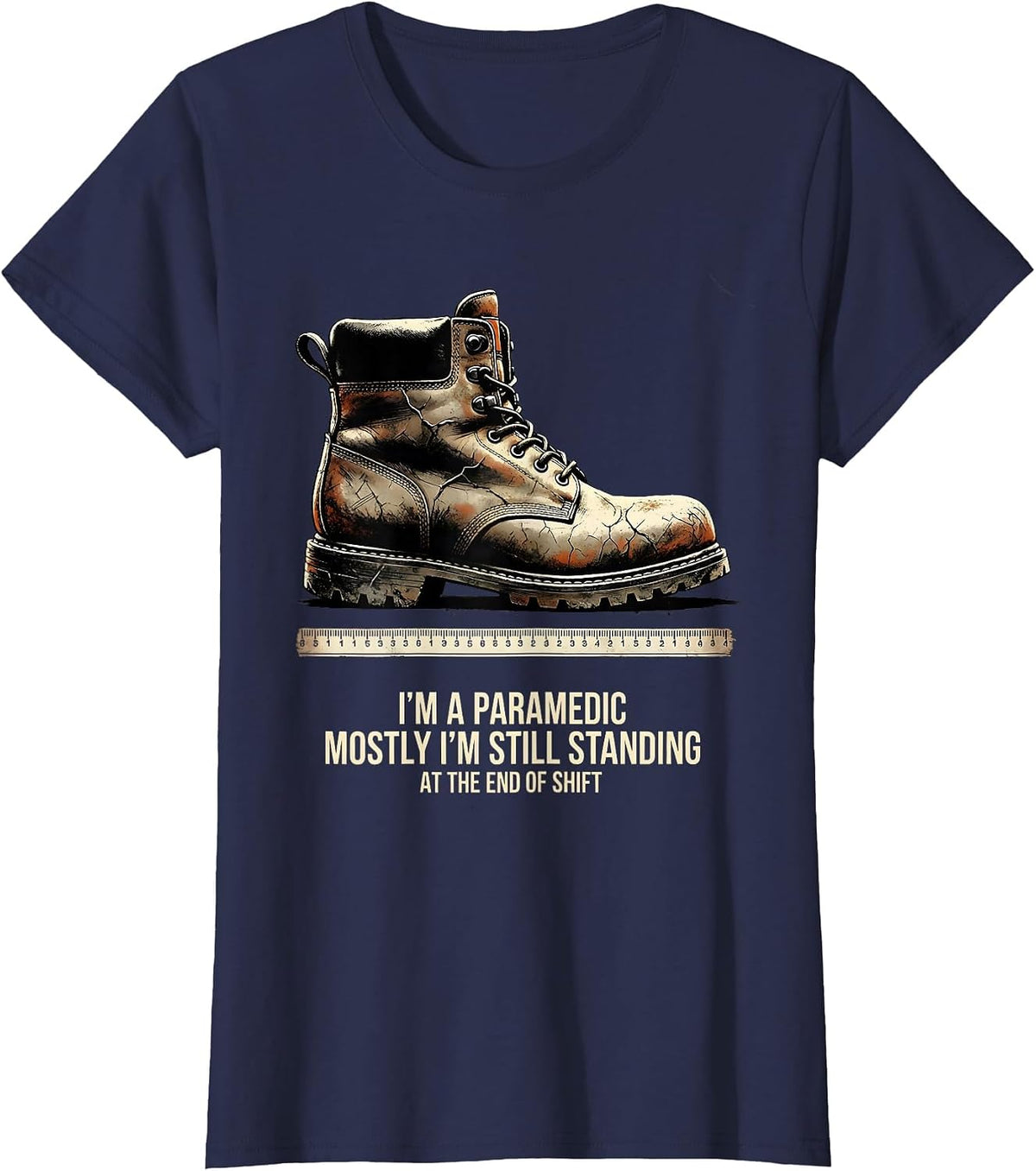 Women's Paramedic Mostly Still Standing At The End Of Shift T-Shirt - Navy Blue